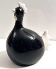 Vintage 3.75” Ceramic Porcelain Black And White Chicken Kitchen Decoration