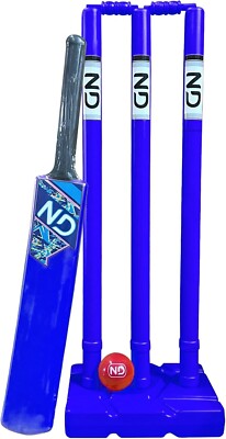 ND Sports Cricket Set - Kunststoff Stümpfe, Schläger & Ball | leicht & robust | Kind