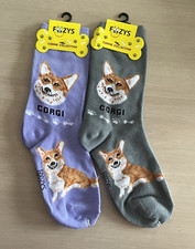 Corgi Dog Puppy Women's Foozys Socks 2 Pairs Brand New Purple  Gray
