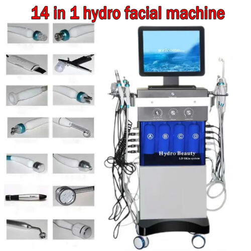 Facial 14In1 Hydra Dermabrasion Diamond Skin Aqua Peeling Oxygen Jet Machine - Picture 1 of 17