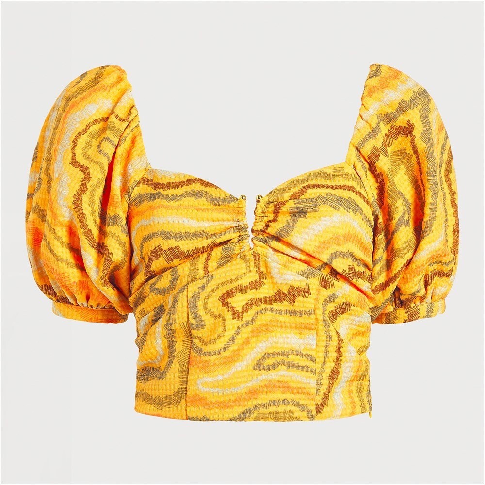 $89 Sam Edelman Karen Puff Sleeve Crop Top Size M New With Tags