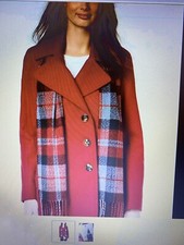 London Fog Double-breasted Plaid Scarf Peacoat. Us Size Xs(uk Size 6) Colour Red