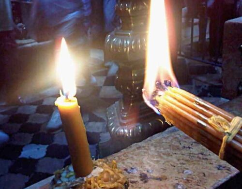 33 Heilige Kerzen Jerusalem Grab Gesegnete Kirche Wachs Biene Bienenwachs beleuchtet - Bild 1 von 10