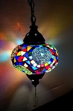 Turkish/Anatolian Exquisite Handmade Mosaic Hanging Lamp ( Large ) Nice Colours