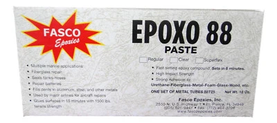 Fasco Epoxo-88 | 6min set Epoxy Paste Adhesive Glue White 18oz tube kit