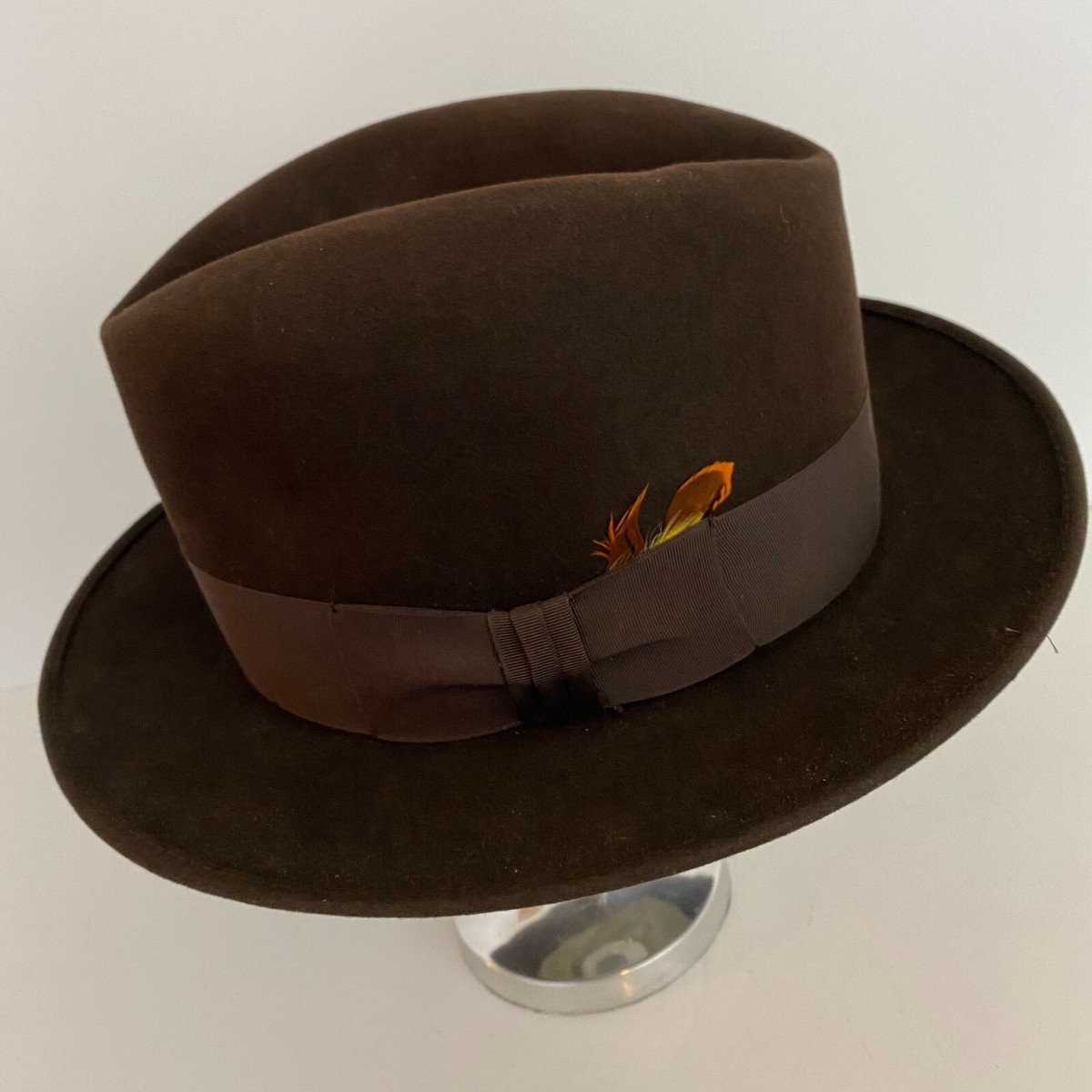 帽子 Stetson Felt Fedora Brown 58cm Stetson Saxon Royal Walnut 7 3/8 Fedora! | eBay