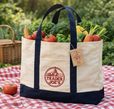 Trader Joe's Foldable Reusable Navy Blue Tote (New with Tags)