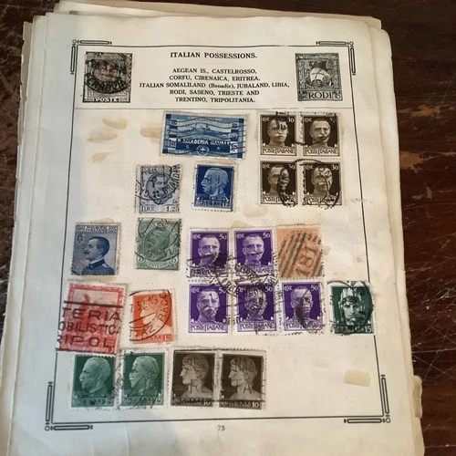 Vintage  World & GB Stamp Collection On Early Album Pages. Interesting Lot