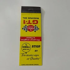 Kendall Motor Oils GT-1 Racing Oil Vintage Matchbook Cover SMB31-4