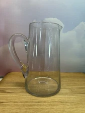 8" Clear Glass Water Tea or Juice Pitcher with Applied Handle 42 oz