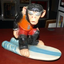 CORONA CLUB MEXICO VINTAGE MONKEY ON SURF BOARD COIN BANK