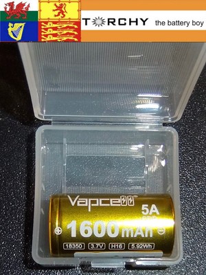 Vapcell 18350 1600mAh H16 5A wiederaufladbarer 3,7V Li-Ion Akku + Koffer GRATIS P&P