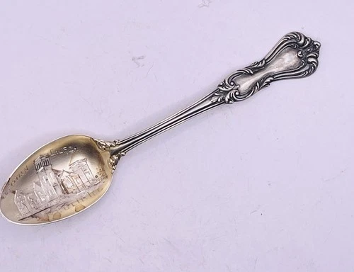 Antique Sterling Silver Souvenir Spoon Christian Church Lincoln, Illinois 1906