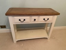 White & Medium Wood Console Table, 3 Drawers, Lower Shelf, Painted Finish