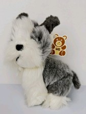 Vintage Wallace Berrie Schnauzer Plush Dog Gray White Stuffed Animal 1980s