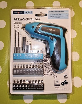 IdeenWelt Akkuschrauber - inkl. vielen Bits und eingebauter Taschenlampe