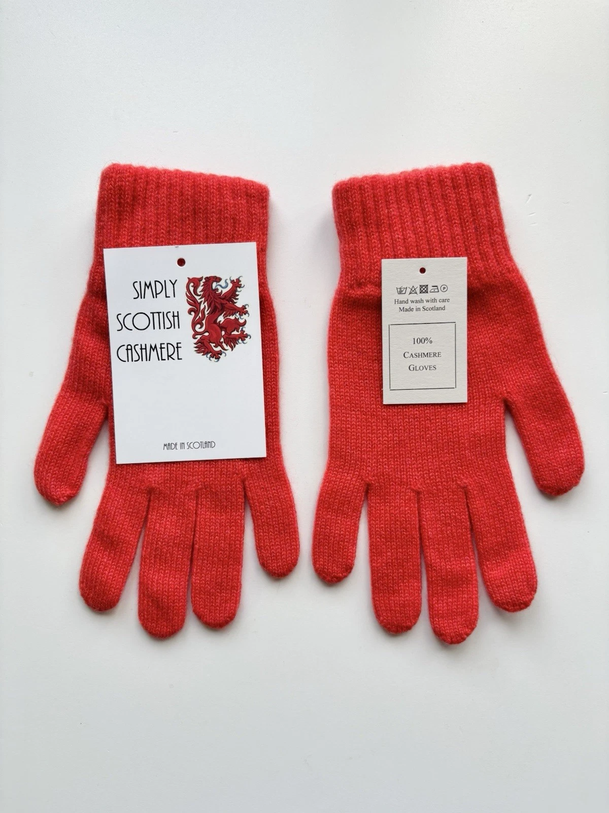 100% Pure Cashmere Knitted Raspberry Gloves Soft & Warm Short Ribbed Cuff
