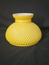 Vintage Yellow Ribbed Student Lamp Shade Globe Milk Glass 7” Fitter Bottom