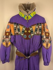 Bogner Ski Suit Snow Bib VTG 80s 90s Retro Southwest Indian Aztec Womens 10