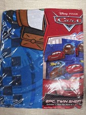Disney Cars Piston Cup Twin 2 pc Sheet Set Lightning McQueen Mater Fitted Flat