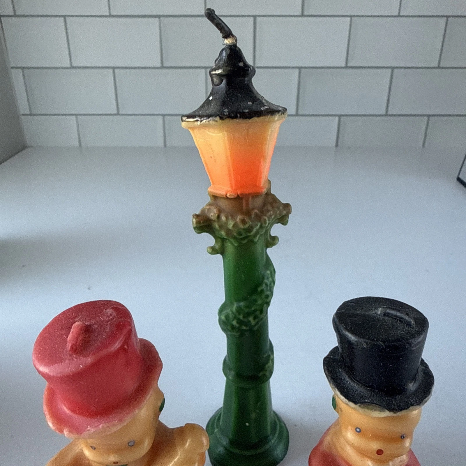 Vintage 1950s Gurley Christmas Candles Carolers Street Lamp Post Set of 3 image 6