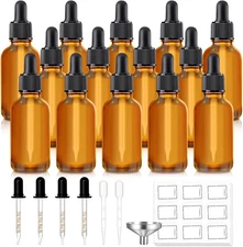 14 Pack, 1 Oz Tincture Bottles with Dropper, Amber Glass Dropper Bottle Leakproo