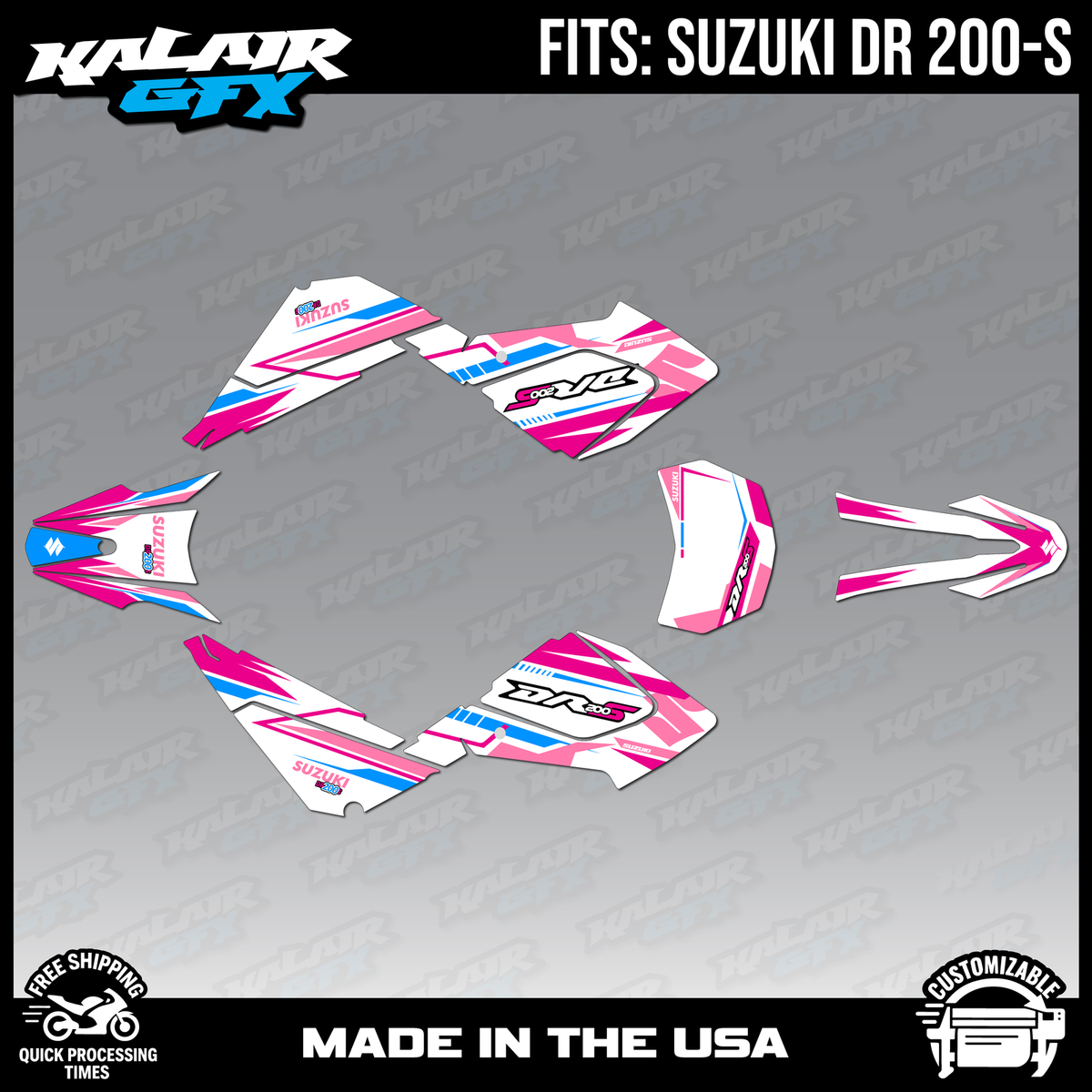 Graphics Kit For Suzuki DR200-S (All Years) DR 200-S Razor Series