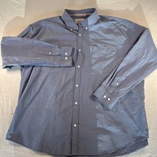 Oxford Men's Blue Solid Woven Button-Down Collar Long Sleeve Button-Up Shirt