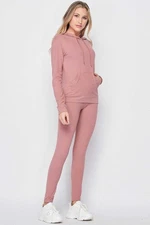 Solid 2 Piece Buttery Smooth Leggings and Pullover Hoodie Set Mauve L/XL