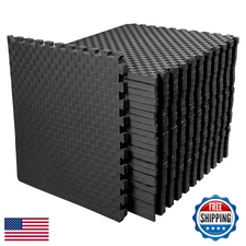 1" Thick Interlocking EVA Foam Exercise Gym Flooring Mat, 18 Tiles 72 Sq Ft Grap