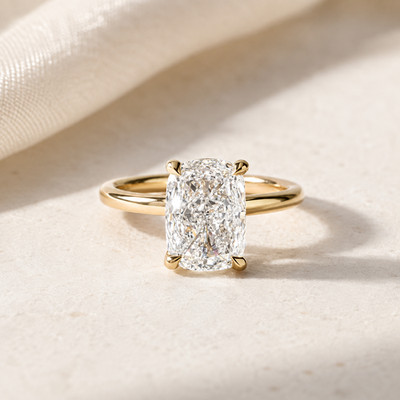 IGI 3 Ct Elongated Cushion Lab Grown Diamond Solitaire Engagement Ring 14k Gold