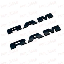 2PCs Matte Black Raised Door Fender Letter For 2019+Ram 1500 2500 3500 Emblem