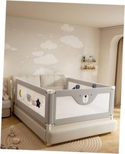 3 Piece Bed Rails for Queen 3 Sides for Queen Size No-Nail Required Grey Bear