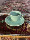 Vintage Bauer La Linda Pattern Pottery Jade Tea Coffee Cup & Saucer