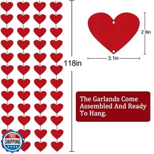 100 Hearts Felt Valentines Garland Valentines Day Decorations 4 Pack Each 10...