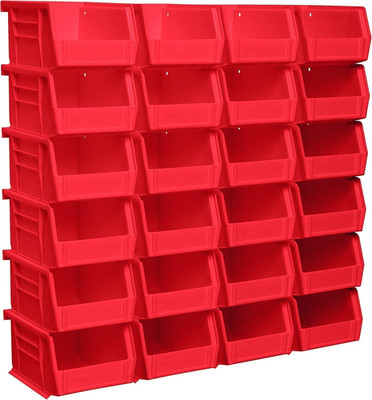 Akro-Mils 30210 AkroBins 24 Pack Red Stackable Plastic Storage Organizer Bins