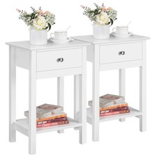 Set 2 Comodini Bianchi in Stile Shabby Chic Comodino Camera da Letto Moderni 40
