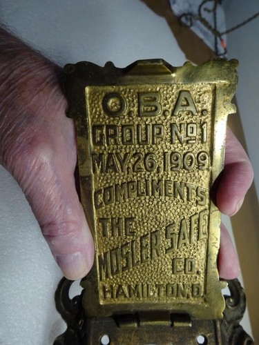 1909 Rare Antique "THE MOSLER SAFE CO. SIGN" Hamilton Ohio BRONZE BELL COVER VG