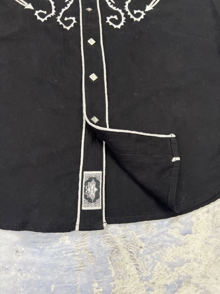 Stars & Stripes Western Cowboy shirt mens black white - Image 4 of 4