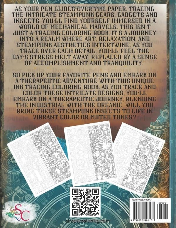 Ink Tracing Unique Coloring Book For Adults - Steampunk Series Vol. 1 ...
