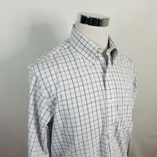Brooks Brother 16 33 Regent Non Iron Dress Shirt Blue White Plaid Button Down
