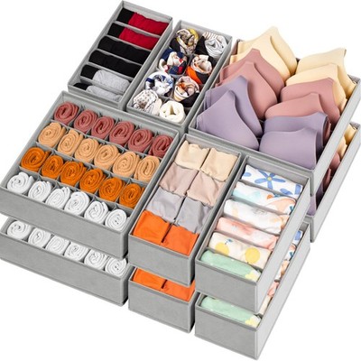 Criusia 16 Pack Sock Underwear Drawer Organizer, 96 Cells Dresser Organizer f...