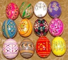 12 Wooden Hand Painted Ukrainian Pysanky Easter Eggs / Pysanka Egg from Ukraine