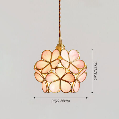 Tiffany Floral Ceiling Light Stained Glass Lamp Flower Art Deco Pendant Light - Picture 17 of 18