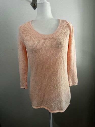 J Jill Sweater Women Petite Small Open Knit Soft Peach Pink