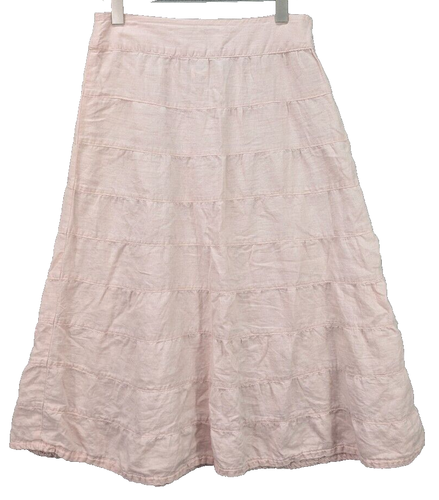 Old Navy Skirt 100% Linen Flared Textured Boho Minimalist Casual Pink Size 4