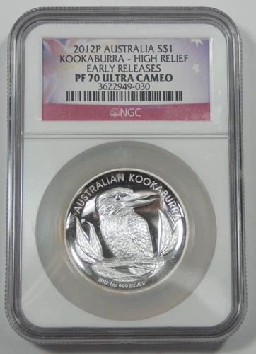 2012P Australia S$1 Kookaburra High Relief Early Releases NGC PF 70 Ultra Cameo