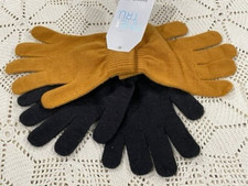 TIME TRU KIDS or Womans 2-PACK KNT GLOVES BLACK Gold BRAND NEW T2