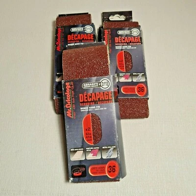 🔅 Bande sans fin 6 bandes abrasives ponçage 65 x 410 mm grain 36 brico (D112) - Photo 1/4