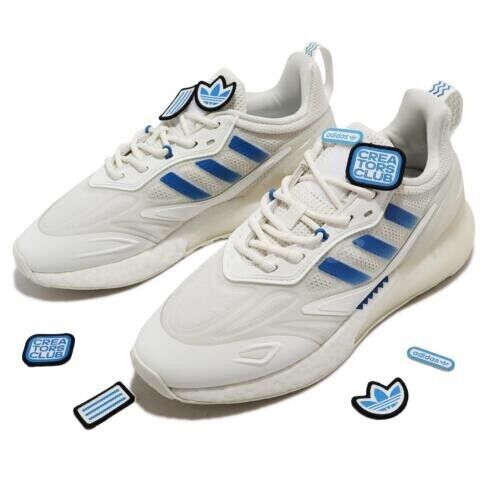 Adidas Men's ZX 2K BOOST 2.0 - GX1007 - Cloud White / Blue Bird - Size: 10  - NEW